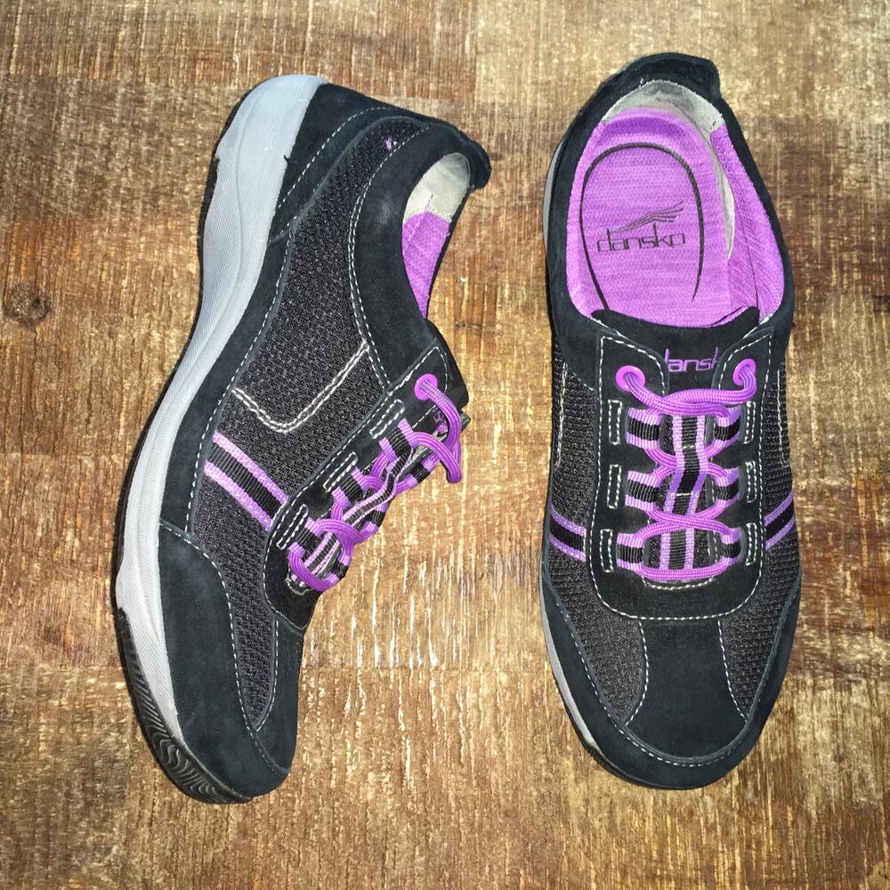 Dansko Helen Sneaker Black Suede Purple EU 36 US 5.5-6 Casual Nursing Shoe